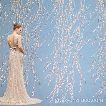 Glitter Sequin Τούλι Lace Fabric για φόρεμα